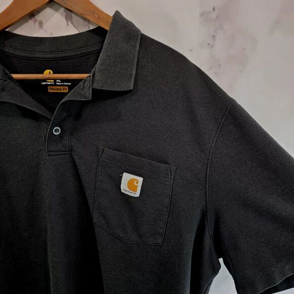 Carhartt Shirt Mens XL Black Polo Original Fit Cotton Button Short Sleeve - Picture 9 of 10